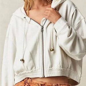 FREE PEOPLE MIX-UP SWEATSHIRT HOODIE JACKET